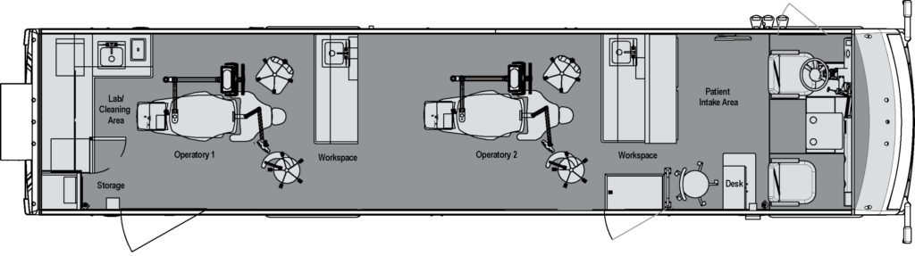 Premiere Series Mobile Dental Coaches Gray Floorplan